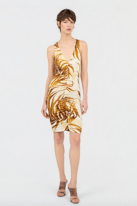 Abito JUST CAVALLI Golden Palm Stampa Mini Vestito