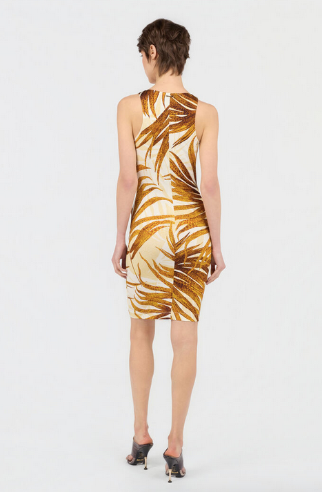 Abito JUST CAVALLI Golden Palm Stampa Mini Vestito