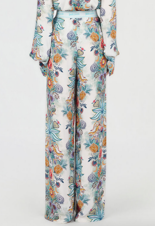 Pantaloni JUST CAVALLI con stampa da giardino tropicale