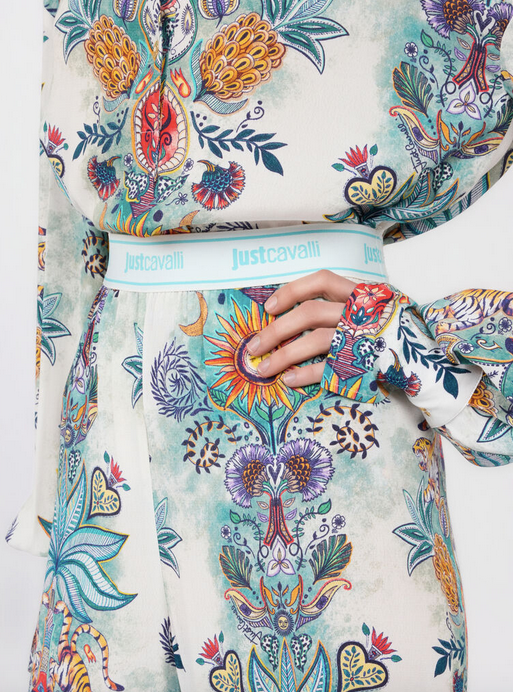 Pantaloni JUST CAVALLI con stampa da giardino tropicale