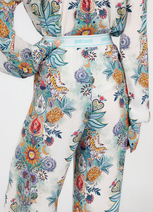 Pantaloni JUST CAVALLI con stampa da giardino tropicale