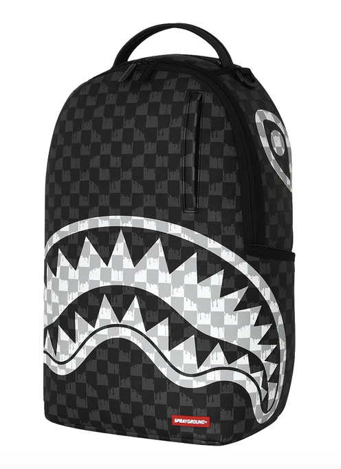 Zaino SPRAYGROUND BLACK AND WHITE DRIP CHECK SHARK BACKPACK