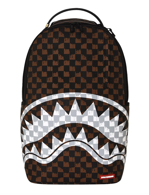 Zaino SPRAYGROUND BROWN AND CREAM DRIP CHECK SHARK BACKPACK