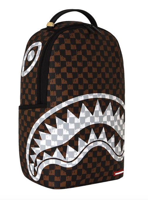 Zaino SPRAYGROUND BROWN AND CREAM DRIP CHECK SHARK BACKPACK