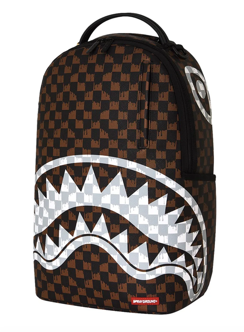 Zaino SPRAYGROUND BROWN AND CREAM DRIP CHECK SHARK BACKPACK