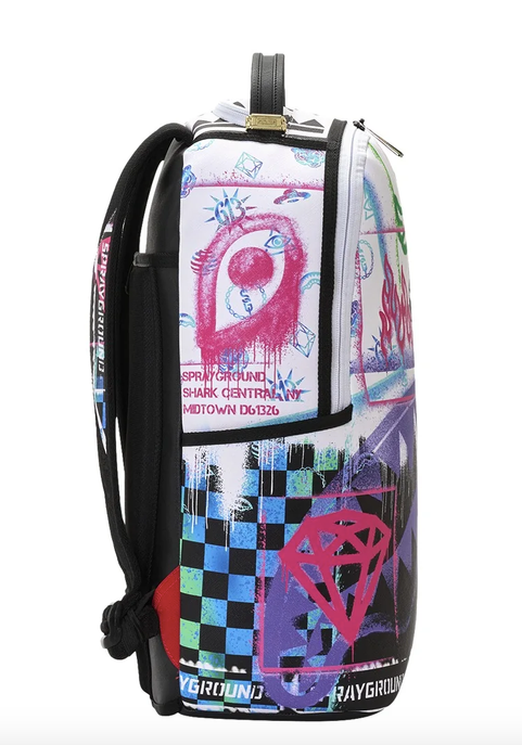 Zaino SPRAYGROUND STENCIL SHARK ATTACK BLACK AND WHITE SPLIT BACKPACK