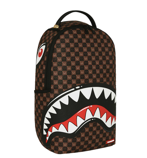 ZAINO SPRAYGROUND SHARKS IN PARIS WTF BUBBLE BROWN CHECK BACKPACK 910B8634NSZ