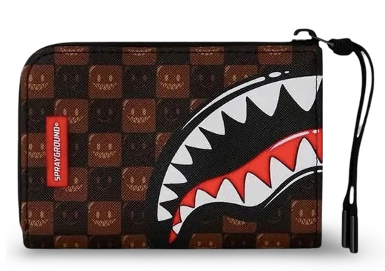 Portafoglio SPRAYGROUND SHARKS IN PARIS WTF BUBBLE BROWN CHECK WALLET 910W9302NSZ