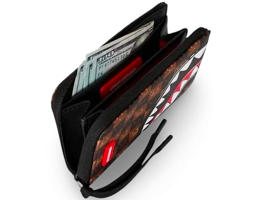 Portafoglio SPRAYGROUND SHARKS IN PARIS WTF BUBBLE BROWN CHECK WALLET 910W9302NSZ