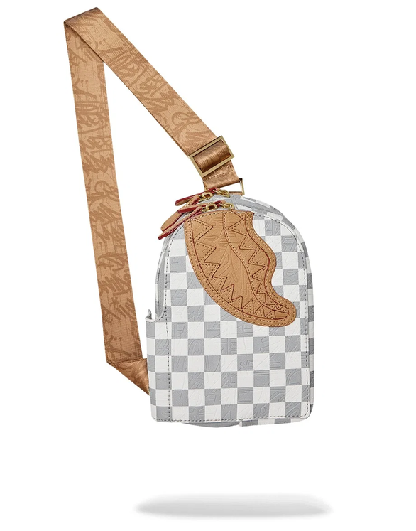 Tracolla SPRAYGROUND EMBOSSED CREAM CHECK BACKPACK SLING 910B9399NSZ