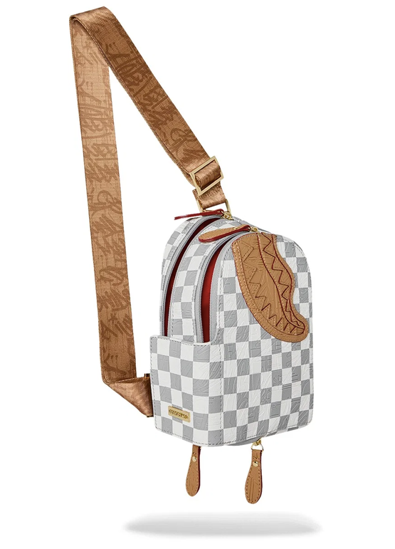 Tracolla SPRAYGROUND EMBOSSED CREAM CHECK BACKPACK SLING 910B9399NSZ