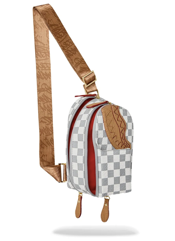 Tracolla SPRAYGROUND EMBOSSED CREAM CHECK BACKPACK SLING 910B9399NSZ