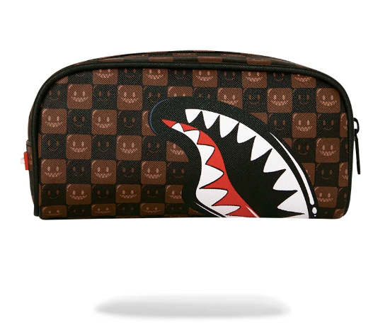 Pochette astuccio Sprayground  SHARKS IN PARIS WTF BUBBLE BROWN CHECK POUCH 910B9303NSZ
