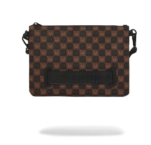 POCHETTE SPRAYGROUND  SHARKS IN PARIS WTF BUBBLE BROWN CHECK CROSSOVER CLUTCH 910B9307NSZ