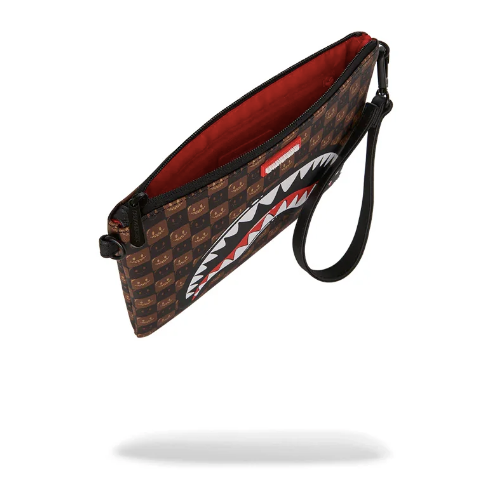 POCHETTE SPRAYGROUND  SHARKS IN PARIS WTF BUBBLE BROWN CHECK CROSSOVER CLUTCH 910B9307NSZ