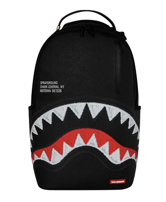 Zaino SPRAYGROUND  SHARK CENTRAL BLACK EMBROIDERED SHARK BACKPACK 910B9629NSZ