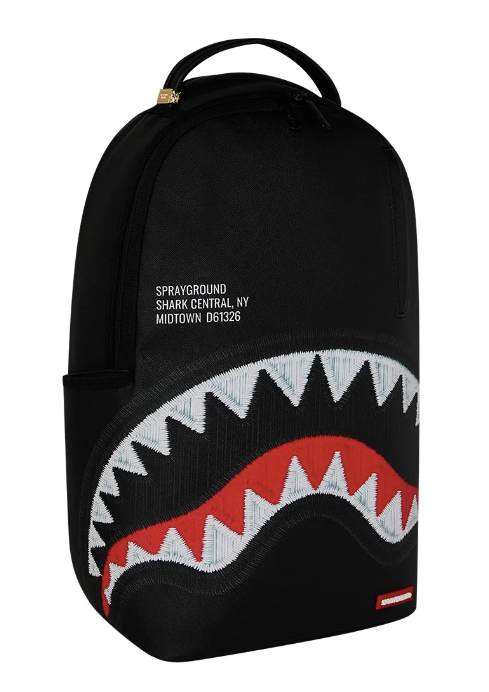 Zaino SPRAYGROUND  SHARK CENTRAL BLACK EMBROIDERED SHARK BACKPACK 910B9629NSZ