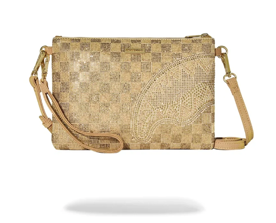 POCHETTE SPRAYGROUND 2 TONE GOLD TRINITY CROSSOVER CLUTCH 910B9481NSZ