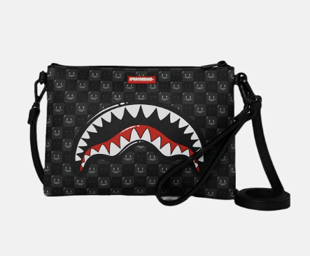 POCHETTE SPRAYGROUND SHARKS IN PARIS WTF BUBBLY BLACK CHECK CROSSOVER CLUTCH  910B9318NSZ