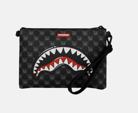 POCHETTE SPRAYGROUND SHARKS IN PARIS WTF BUBBLY BLACK CHECK CROSSOVER CLUTCH  910B9318NSZ