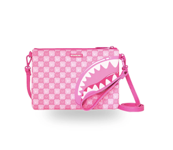 POCHETTE SPRAYGROUND PINK NEW CHECK FACES CROSSOVER CLUTCH  910B9321NSZ