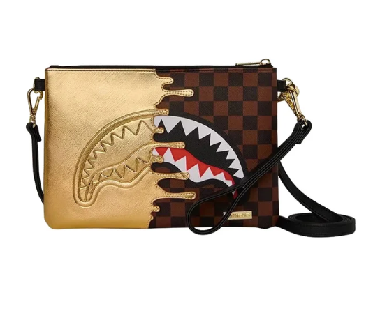POCHETTE SPRAYGROUND SHARKS IN PARIS GOLD DRIP CROSSOVER CLUTCH  910B9344NSZ
