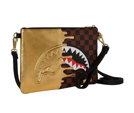 POCHETTE SPRAYGROUND SHARKS IN PARIS GOLD DRIP CROSSOVER CLUTCH  910B9344NSZ