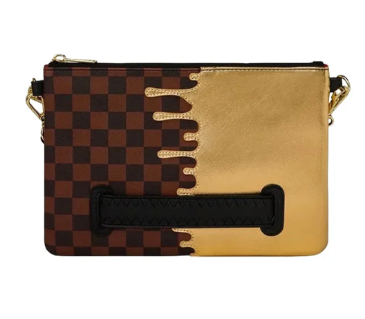 POCHETTE SPRAYGROUND SHARKS IN PARIS GOLD DRIP CROSSOVER CLUTCH  910B9344NSZ