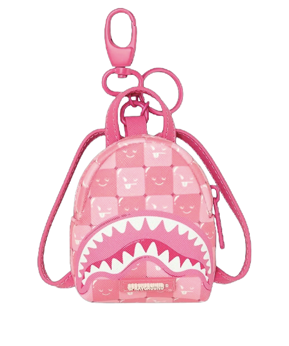 PORTACHIAVI SPRAYGROUND PINK NEW CHECK FACES BACKPACK KEYCHAIN 910K9322NSZ