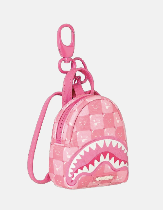 PORTACHIAVI SPRAYGROUND PINK NEW CHECK FACES BACKPACK KEYCHAIN 910K9322NSZ