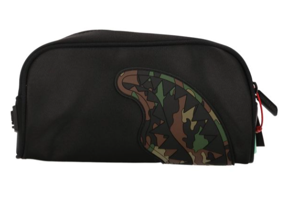 POCHETTE ASTUCCIO SPRAYGROUND SHARK CENTRAL BLACK NYLON CAMO EMBOSSED SHARK POUCH 910B9337NSZ