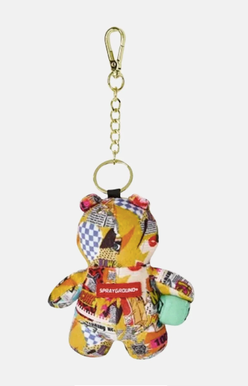 PORTACHIAVI SPRAYGROUND MAGAZINE COLLAGE BEAR KEYCHAIN 910K9599NSZ