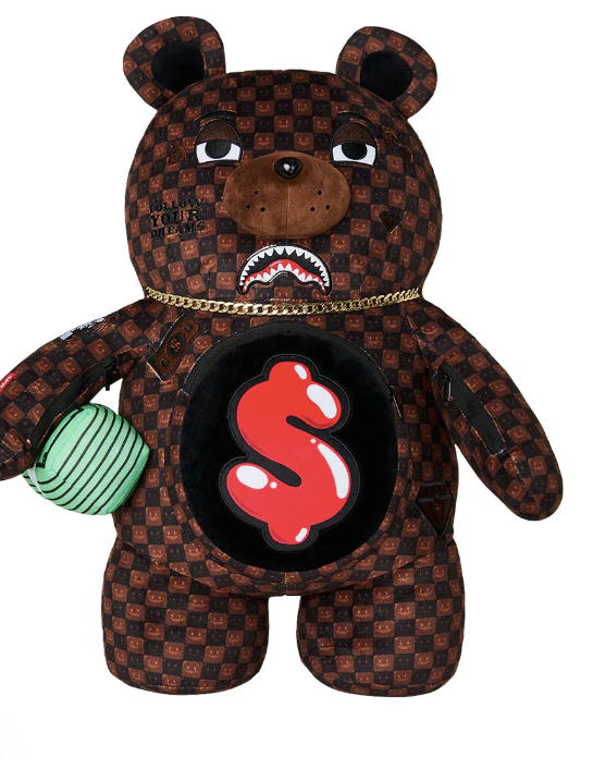Zaino SPRAYGROUND SHARKS IN PARIS WTF BUBBLE BROWN CHECK MONEYBEAR  910B9308NSZ