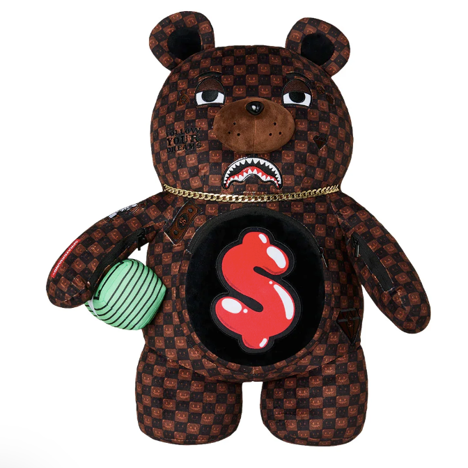 Zaino SPRAYGROUND SHARKS IN PARIS WTF BUBBLE BROWN CHECK MONEYBEAR  910B9308NSZ