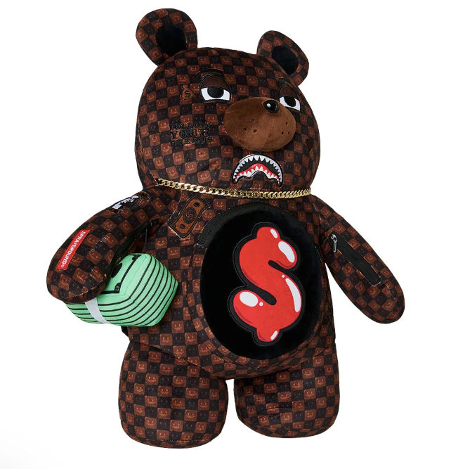 Zaino SPRAYGROUND SHARKS IN PARIS WTF BUBBLE BROWN CHECK MONEYBEAR  910B9308NSZ