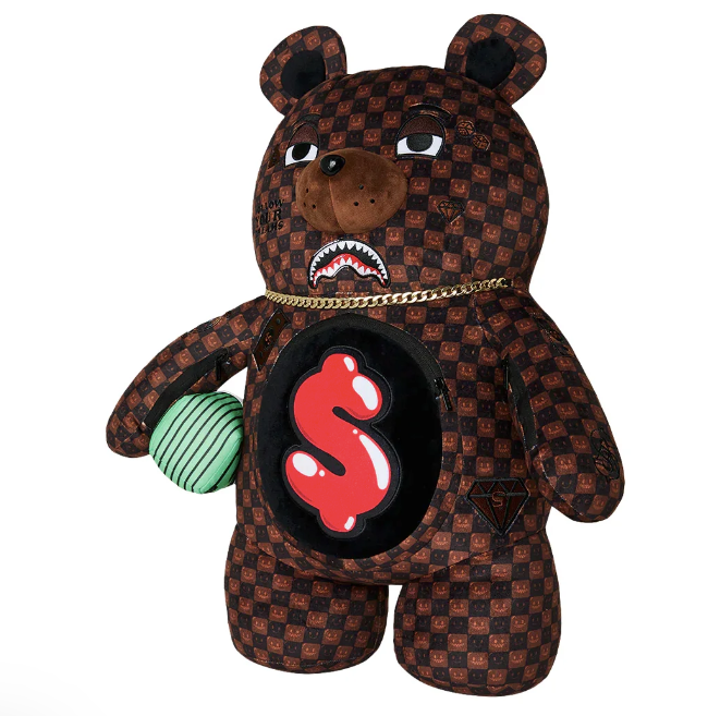 Zaino SPRAYGROUND SHARKS IN PARIS WTF BUBBLE BROWN CHECK MONEYBEAR  910B9308NSZ