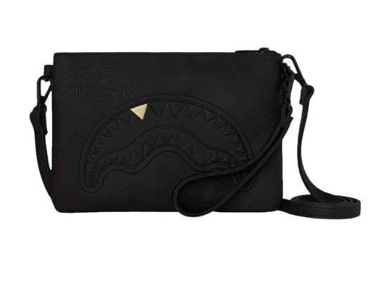 POCHETTE SPRAYGROUND BLACKED OUT EMBOSSED GOLD TOOTH CROSSOVER CLUTCH  910B9327NSZ