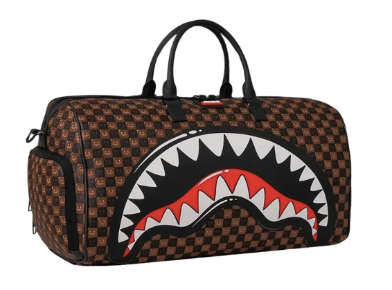 BORSONE SPRAYGROUND SHARKS IN PARIS WTF BUBBLE BROWN CHECK DUFFLE 910D9306NSZ