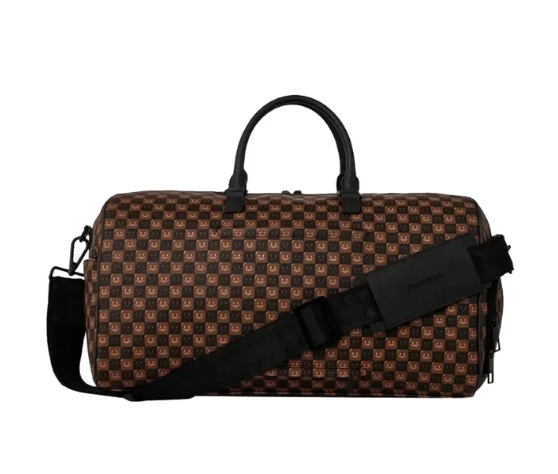 BORSONE SPRAYGROUND SHARKS IN PARIS WTF BUBBLE BROWN CHECK DUFFLE 910D9306NSZ