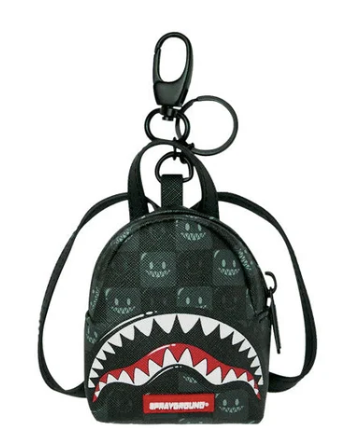 PORTACHIAVI SPRAYGROUND SHARKS IN PARIS WTF BUBBLY BLACK CHECK KEYCHAIN 910K9317NSZ
