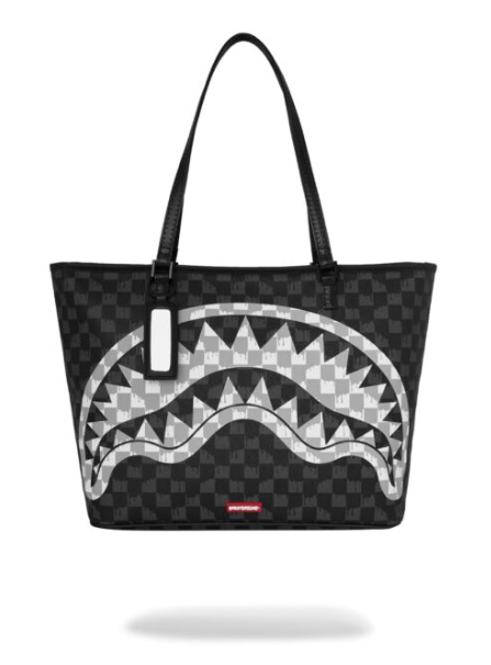 BORSA SPRAYGROUND BLACK AND WHITE DRIP CHECK SHARK TOTE 910T9346NSZ