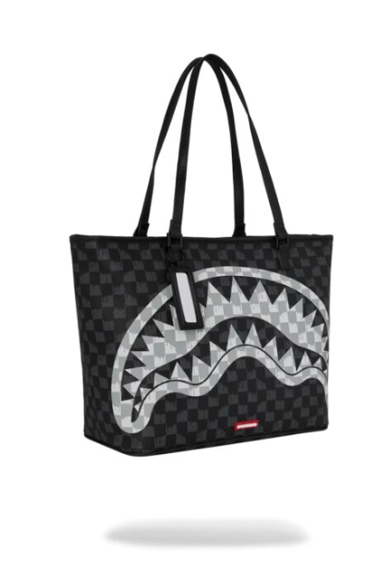 BORSA SPRAYGROUND BLACK AND WHITE DRIP CHECK SHARK TOTE 910T9346NSZ