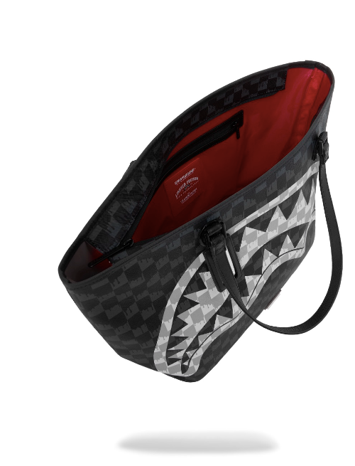 BORSA SPRAYGROUND BLACK AND WHITE DRIP CHECK SHARK TOTE 910T9346NSZ