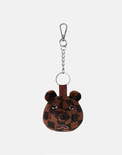 PORTACHIAVI SPRAYGROUND BROWN CHECKER BEAR HEAD KEYCHAIN 910Z714NSZ