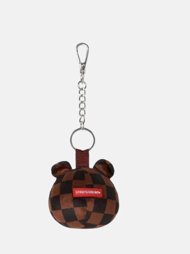 PORTACHIAVI SPRAYGROUND BROWN CHECKER BEAR HEAD KEYCHAIN 910Z714NSZ