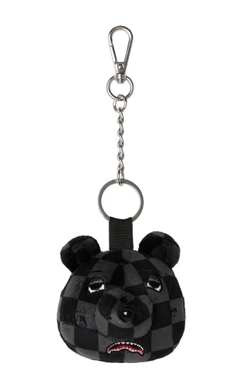PORTACHIAVI SPRAYGROUND GREY CHECKER BEAR HEAD KEYCHAIN 910Z715NSZ