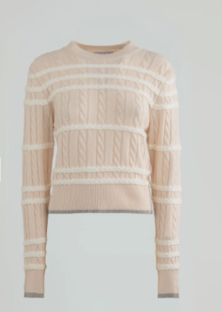 Pullover GAELLE PARIS con motivo a treccia e pendaglio logato sul retro