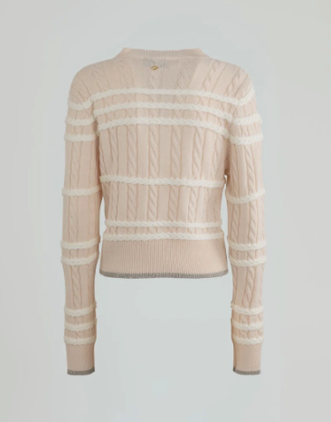 Pullover GAELLE PARIS con motivo a treccia e pendaglio logato sul retro