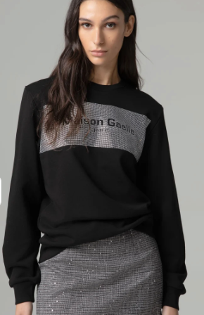 Felpa GAELLE PARIS paricollo manica lunga con applicazione strass
