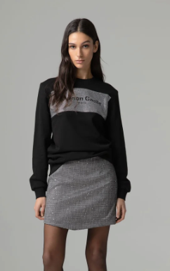 Felpa GAELLE PARIS paricollo manica lunga con applicazione strass